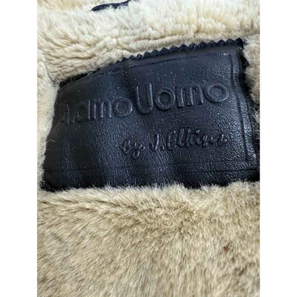 J. Elkin Alamo Uomo Faux Shearling Leather Aviator Jacket Brown Size Large - Picture 10 of 13